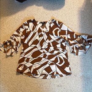 Alfani Abstract Brown and White Blouse